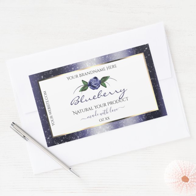 Dark Blue White Product Labels Sparkling Glitter (Envelope)
