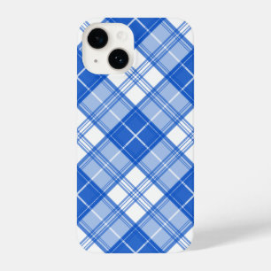 Dark Blue White Tartan Pattern yxm0uat9 diagonal iPhone 14 Case