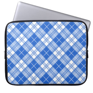 Dark Blue White Tartan Pattern yxm0uat9 diagonal Laptop Sleeve