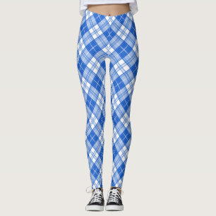 Dark Blue White Tartan Pattern yxm0uat9 diagonal Leggings