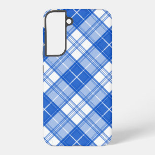 Dark Blue White Tartan Pattern yxm0uat9 diagonal Samsung Galaxy Case