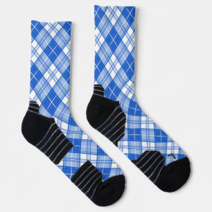 Dark Blue White Tartan Pattern yxm0uat9 diagonal Socks