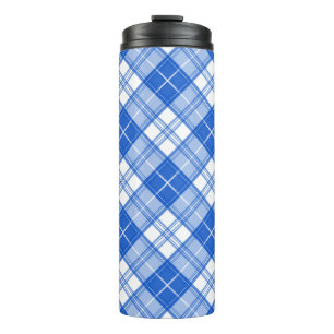 Dark Blue White Tartan Pattern yxm0uat9 diagonal Thermal Tumbler