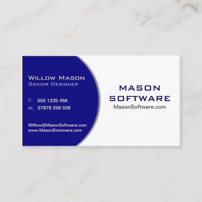 Dark Blue & White Technology Business Card (Front)