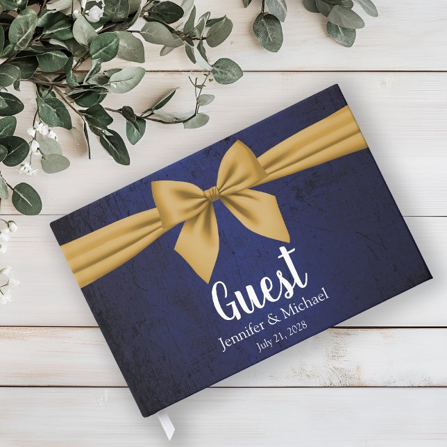 Dark Blue with Gold Bow Guest Book (Creator Uploaded)