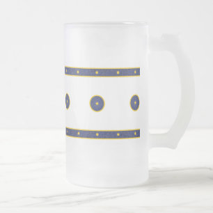 Dark Blue with Gold Stars Frosted Glass Beer Mug