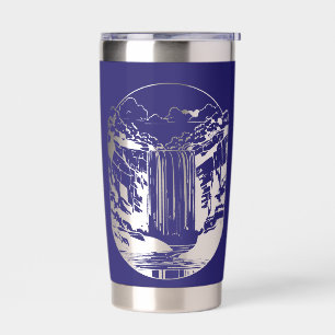 Dark Blue With Negative Space Water Fall  Insulated Tumbler