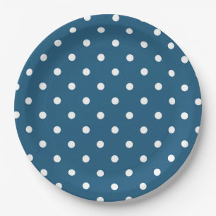 Dark Blue with Polka Dots Paper Plate