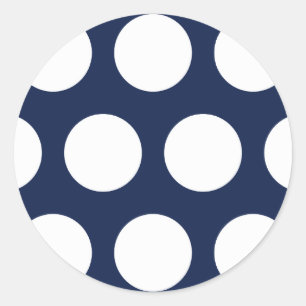 Dark Blue with White Dots Classic Round Sticker