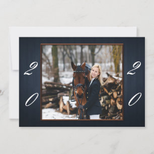 Dark Blue Wood Graduation Announcement