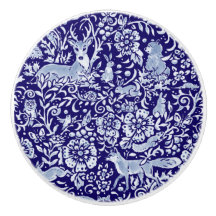 Dark Blue Woodland Animal Ornate Floral Beautiful
