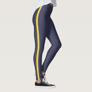 Dark Blue Yellow Stripe Leggings