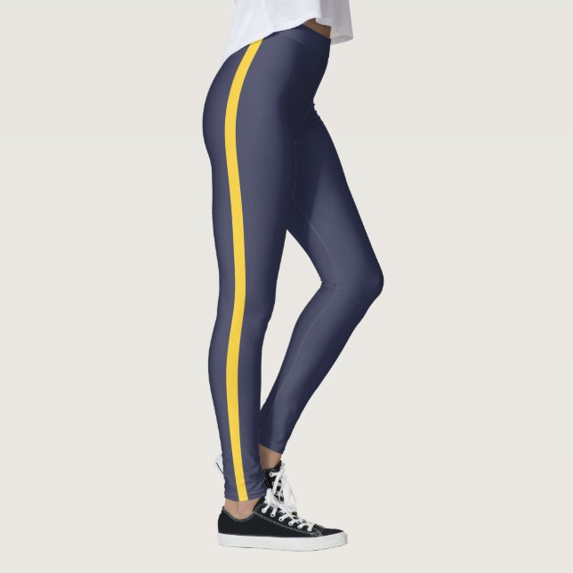 Dark Blue Yellow Stripe Leggings (Right)