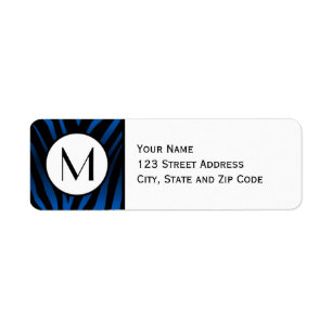 Dark Blue Zebra Stripe Return Address Label