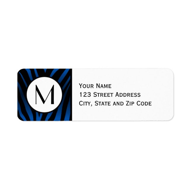 Dark Blue Zebra Stripe Return Address Label (Front)
