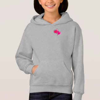 Dark Blue Zipper Hoodie with Bright Pink Hearts