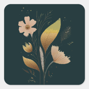 dark Bluegreen vector minimal floral Favour Tag