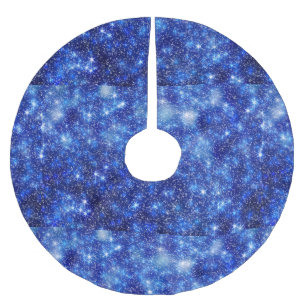 Dark Blurred Blue Starry Stars Christmas Brushed Polyester Tree Skirt