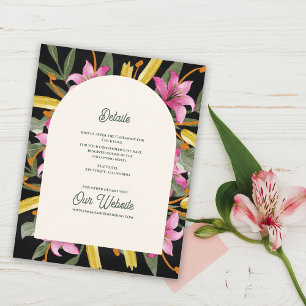Dark Blush Pink Lily Arched Wedding Details Enclosure Card