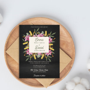 Dark Blush Pink Lily Botanical Wedding Invitation Postcard