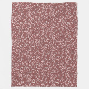 Dark Blush Pink Whimsical Floral Sherpa Blanket