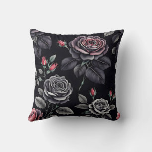 Dark Blush Roses Floral Art design Cushion
