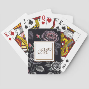 Dark Blush Roses Floral Art design Playing Cards