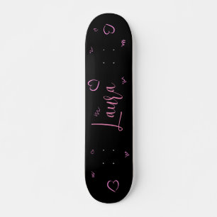 Dark Board, Black, Pink, Girly, Personalised, Skateboard