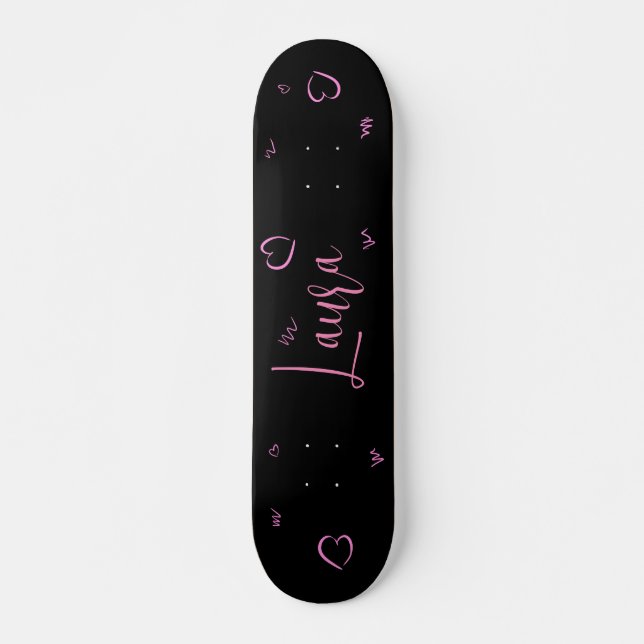 Dark Board, Black, Pink, Girly, Personalised, Skateboard (Front)
