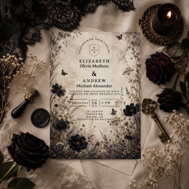 Dark Boho Goth Wedding Invitation (Creator Uploaded)