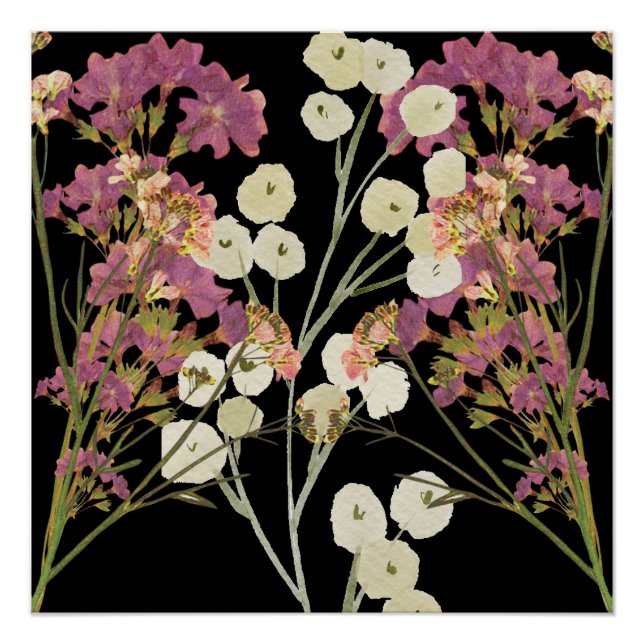 Dark Boho Pressed Paper Flowers Poster (Front)