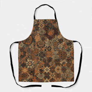 Dark Boho Terracotta Sage Botanical Pattern Apron