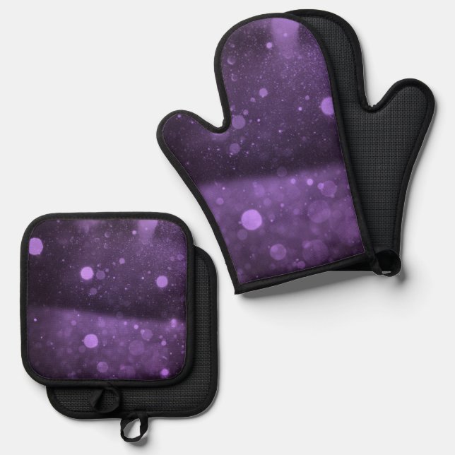 Dark Bokeh Background Oven Mitt & Pot Holder Set (Front/Back)
