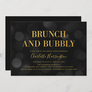 Dark Bokeh Lights Brunch and Bubbly Bridal Shower Invitation