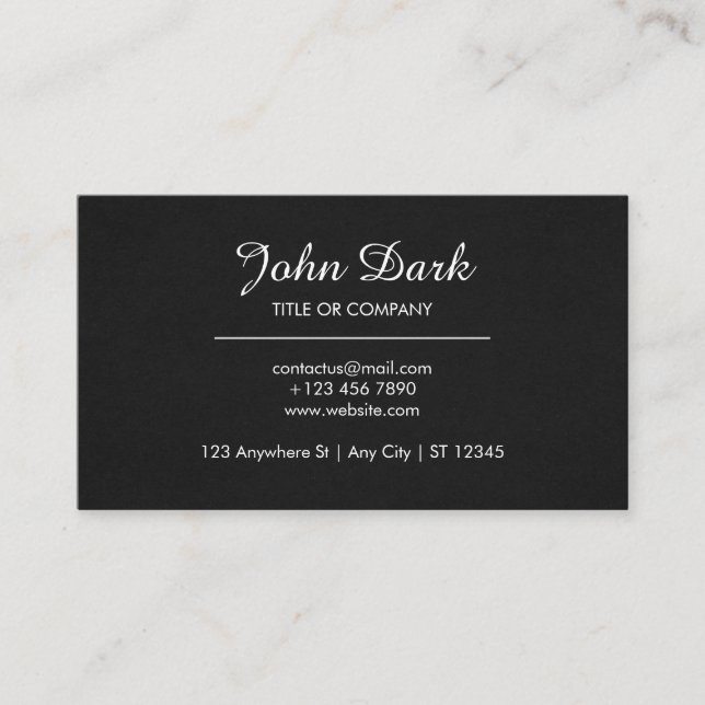 Dark, bold and elegant business card (Front)