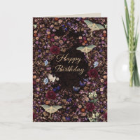 Dark Botanical Birthday Vintage Floral Moth