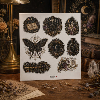 Dark Botanical Celestial Vinyl Sticker Sheet