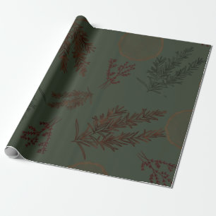 Dark Botanical Christmas  Wrapping Paper