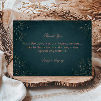 Dark Botanical Elegant Luxurious Thank You Card