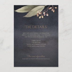 Dark botanical greenery vintage rustic detail card