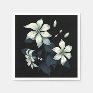 Dark Botanical of Night Blooming Jasmine Napkin