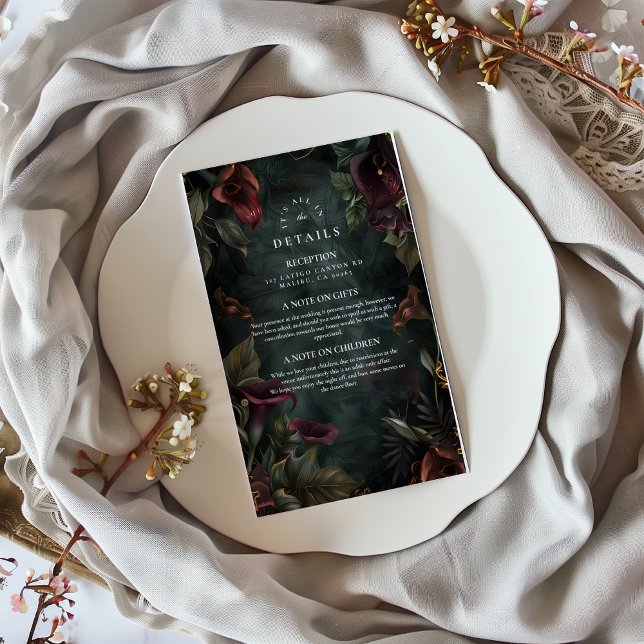 Dark Botanical Wedding Aesthetic Enclosure Card (Creator Uploaded)