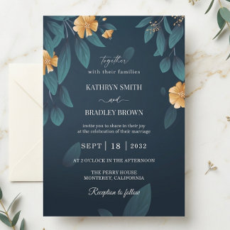 Dark Botanical Wedding Invitation