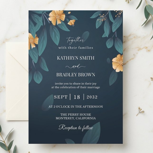 Dark Botanical Wedding Invitation (Creator Uploaded)