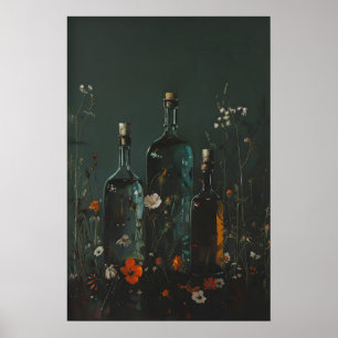 Dark Botanical Witch Apothecary Vintage Tinctures Poster