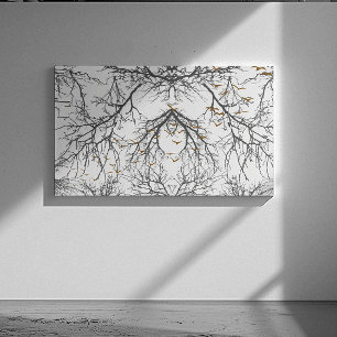 Dark braches and trees with golden birds canvas print