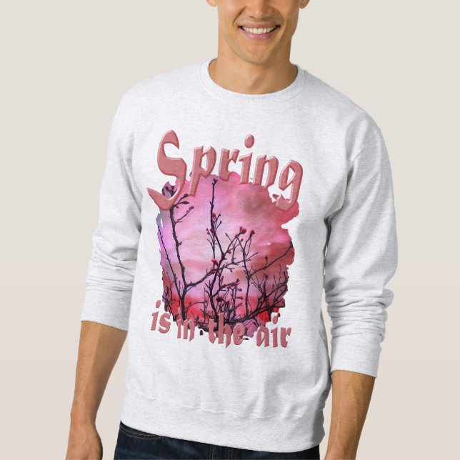 Dark Branches Red Buds And Fiery Sky Sweatshirt (Front)