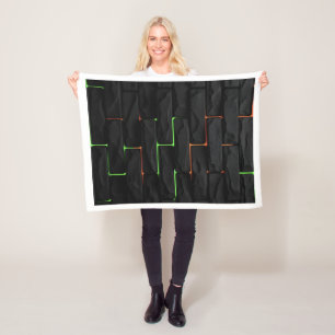 Dark Brick Neon Glow Art Blanket
