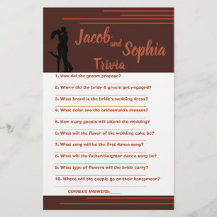 DARK, BRIDE & GROOM TRIVIA SHOWER GAME CARD FLYER