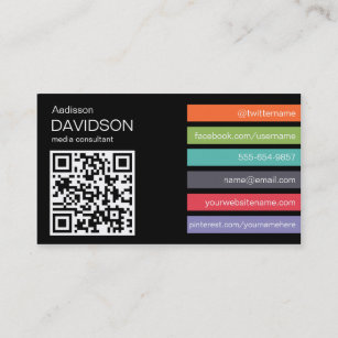 Dark Bright Bar QR CODE Social Media Business Card